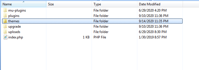 The themes Folder