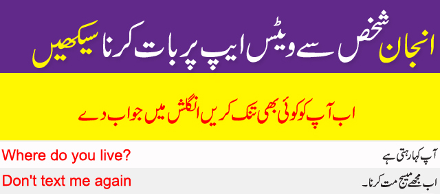 English Sentences for WhatsApp Chatting with Unknown Person in Urdu