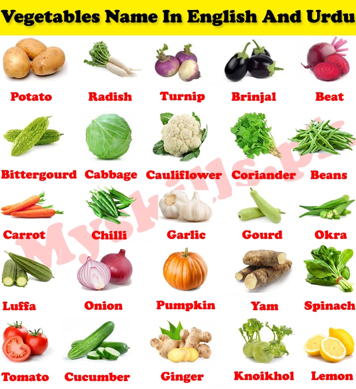 Vegetables Name In English And Urdu
